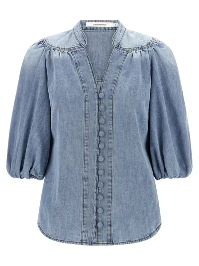 ZIMMERMANN LUCKY SHIRT AND BLOUSE LIGHT BLUE