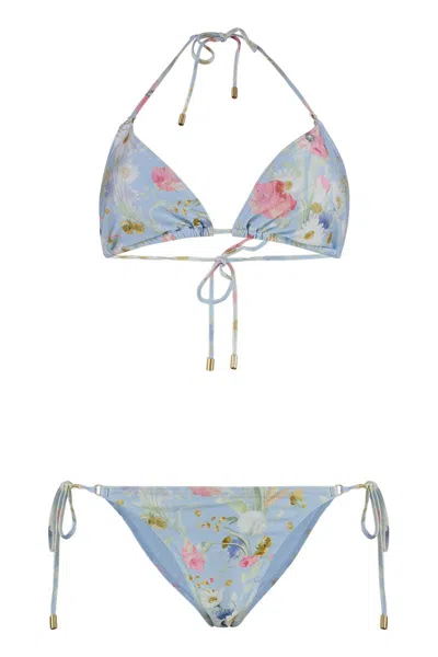Zimmermann Lucky Triangle Bra Bikini In Blue