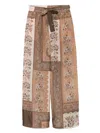 Zimmermann Lucky Brown Pants With Elastic Drawstring Waist And All-over Floral Print In Silk Woman