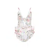 Zimmermann Multicolour Floral Swimsuit With Ruffled Edges And Adjustable Ties In Multi