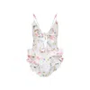 Zimmermann Multicolour Floral Swimsuit With Ruffled Edges And Adjustable Ties In Multi