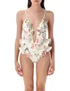 Zimmermann Lucky Waterfall Frill One Piece Swimsuit In Neutral