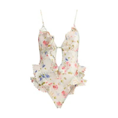 Zimmermann Lucky Waterfall Swimsuit In Black