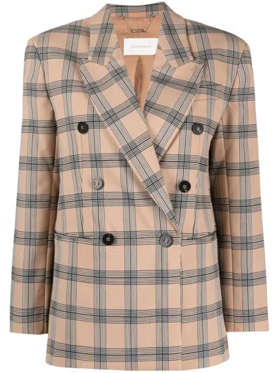 ZIMMERMANN LUMINOSITY CHECKED DOUBLE-BREASTED BLAZER