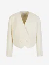 Zimmermann Cropped Double-breasted Wool-blend Tweed Blazer In Cream