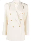 Zimmermann Luminosity Oversized Double-breasted Pinstriped Wool And Cotton-blend Blazer In Neutrals
