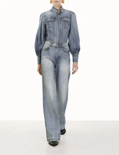 Zimmermann Luminosity Wide Straight Jeans In Briny Blue
