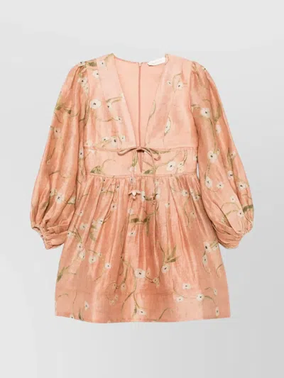 Zimmermann Luminous Mini Robe Dessinée In Orange