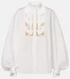 Zimmermann Luna Embroidered Mesh-paneled Cotton-poplin Blouse In White