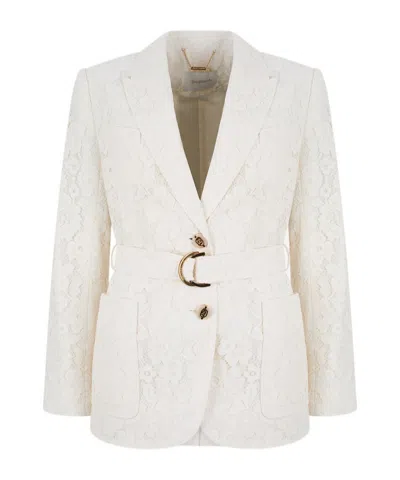 Zimmermann Luna Belted Blazer In Neutral