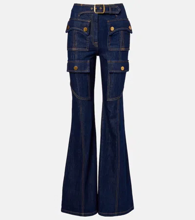 Zimmermann Luna Belted Flared Jeans In Blue
