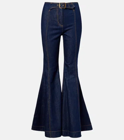 Zimmermann Luna Belted Flared Jeans In Blue
