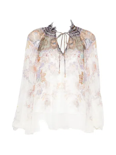 Zimmermann Luna Billow Paisley Blouse In White