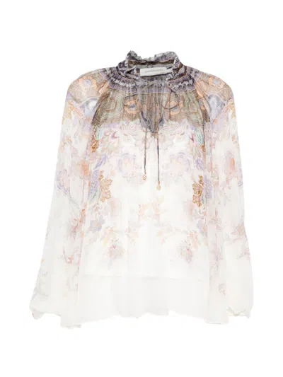 Zimmermann Luna Billow Blouse In Multi