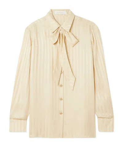 Zimmermann Luna Pussy-bow Silk-jacquard Shirt In Neutral