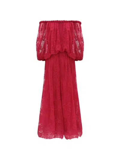 Zimmermann Luna Braided Lace Maxi Dress In Red