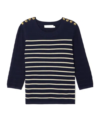 Zimmermann Luna Button-detailed Striped Sweater In Blue