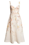 Zimmermann Luna Buttoned Picnic Dress In Cream Songbird In Brown