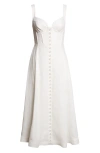Zimmermann Luna Buttoned Linen Picnic Midi Dress In White