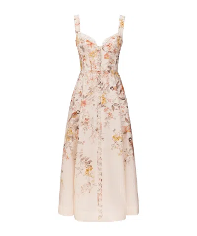 ZIMMERMANN ZIMMERMANN FLORAL LONG LINEN DRESS