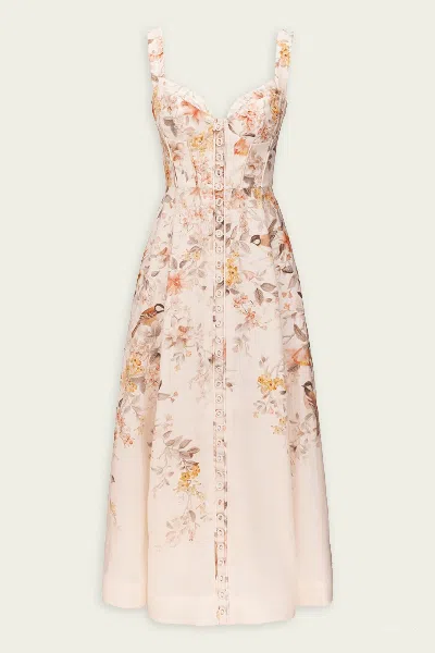 Zimmermann Luna Buttoned Picnic Dress In Cream Songbird In Neutral