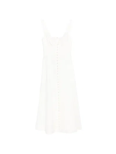 Zimmermann Luna Button-fastening Midi Dress In White