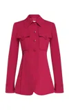 Zimmermann Luna Collared Wool-blend Blazer In Pink