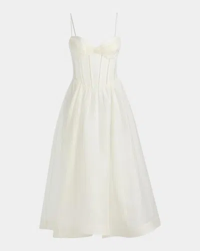 Zimmermann Luna Corset Midi Dress In Ivory