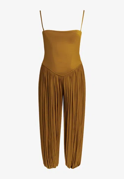 Zimmermann Luna Corseted Jumpsuit In Brown