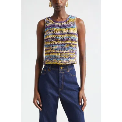 Zimmermann Luna Crop Ribbon Sweater Tank In Multi