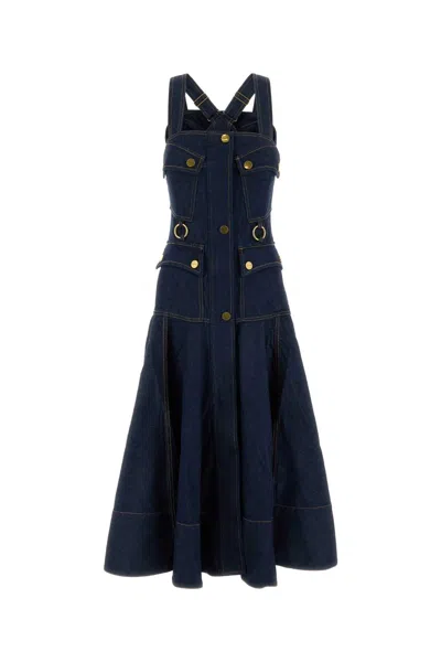 Zimmermann Luna Denim Utility Midi Dress In Blue