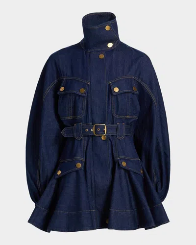 Zimmermann Luna Denim Utility Mini Dress In Blue