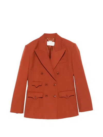 Zimmermann Luna Double-breasted Blazer In Orange