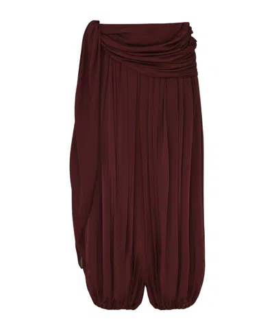 Zimmermann Luna Draped Silk Wide-leg Pants In Burgundy
