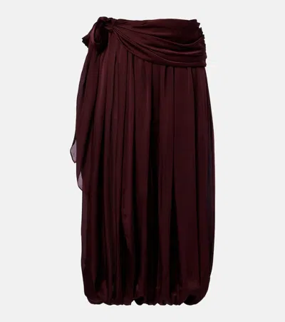 Zimmermann Luna Draped Silk Tapered Pants In Burgundy