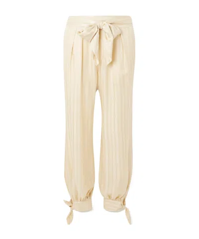Zimmermann Luna Belted Tie-detailed Silk-jacquard Straight-leg Pants In Brown