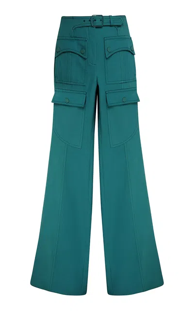 Zimmermann Luna Drill Cotton Flared Pants In Blue
