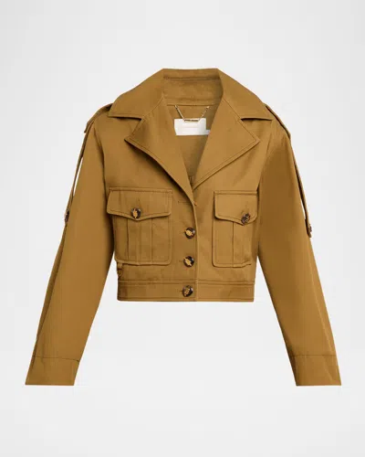 Zimmermann Luna Drill Cropped Cargo Jacket In Brown