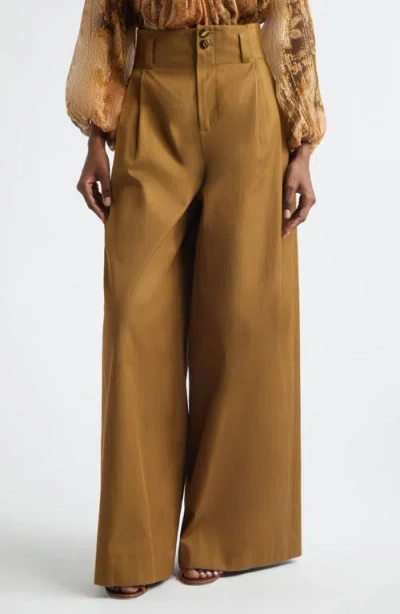 Zimmermann Luna Drill Tailored Trousers In Brown