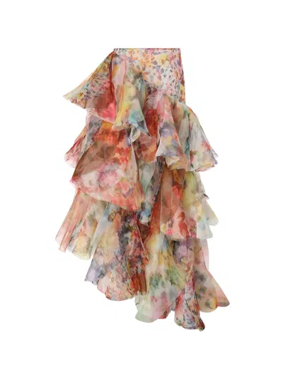 Zimmermann Luna Fan Skirt In Green