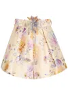 Zimmermann Womens Cream Dahlia Luna Floral-print Silk-blend Shorts Xs In Brown