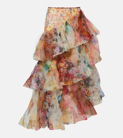 Zimmermann Luna Floral Ruffled Maxi Skirt In Multi