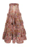 Zimmermann Luna Floral Ruffled Silk Gown In Multi