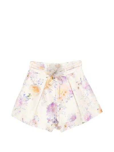 Zimmermann Luna Floral Shorts In White