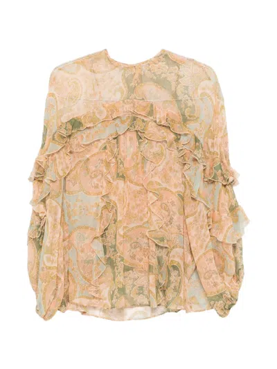 Zimmermann Luna Flutter Ruffled Paisley Blouse In Multi