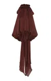 Zimmermann Luna Gathered Silk Halter Top In Burgundy