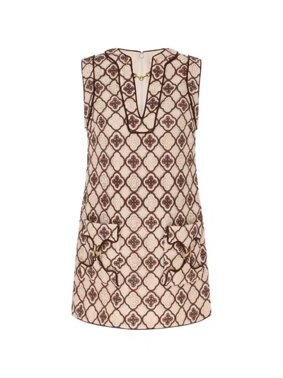 Zimmermann Luna Guipure Mini Shift Dress In Brown