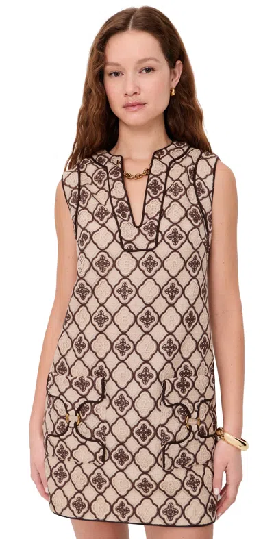 Zimmermann Luna Guipure Shift Dress Chocolate Cream In Neutral