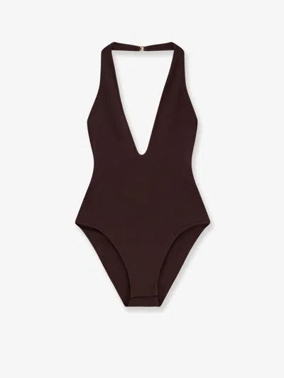 Zimmermann Luna Halter Bodysuit In Brown