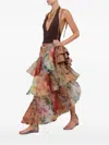 Zimmermann Luna Halterneck Open-back Bodysuit In Brown